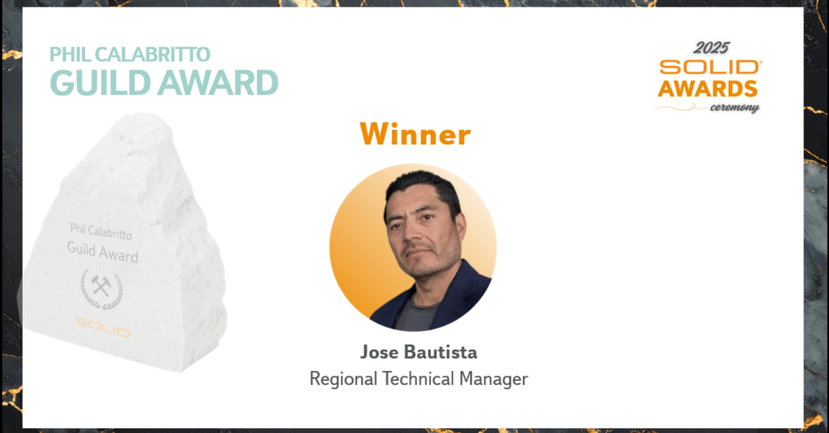 Slide from the 2025 SOLID Awards Ceremony featuring Jose Bautista, Regional Technical Manager, as the Phil Calabritto Guild Award winner.